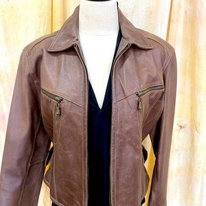 Distressed brown vintage leather jacket. Excellent condition, Motorcycle, riding